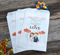 All You Need is Love Bride and Groom Personalized Favor Bags